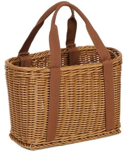Sanfly Panier De Courses Tissé À Main, Paniers De Pique-Nique en Rotin, Grand Panier De Rangement De Fruits Légumes, D'épicerie avec Poignée, Panier D'