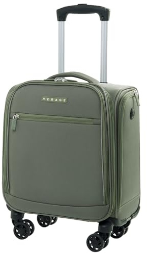 Verage Underseat Carry On Luggage with Wheels,14.5-Inch Spinner Small Suitcase, Softside Lightweight Travel Bag for Men and Women, Airplane Carry On Bag, Sage Green