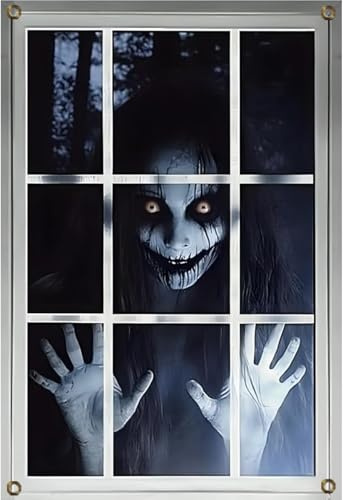 ENYACOS Halloween Deko Tür Party Deko Gruselig, Halloween Türdeko, Halloween Deko Innen,Halloween Fensterdeko, Halloween Fensterbilder Halloween Deko Garten Accessoires (A)