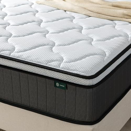 Zinus Materasso a molle insacchettate singole, materasso con parte superiore stretta, 90 x 190 cm, altezza 25 cm, durezza media con imbottitura riciclata e schiuma ad alta densità per il massimo