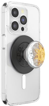 PopSockets Phone Grip for MagSafe, Secure Magnetic Phone Grip & Stand, Hands-Free Kickstand, Wireless Charging Compatible - Translucent Sun and Moon