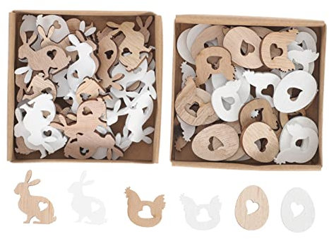 NUOBESTY Ostern Handwerk Kit 72pcs Holz Stücke Jungen und Mädchen Party Dekorationen Ostern Dekorationen