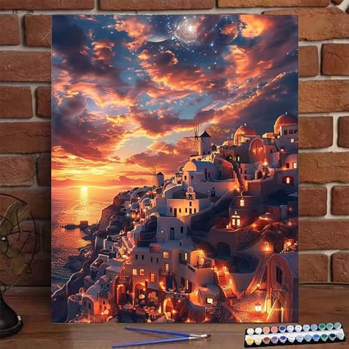 Pintar Numeros Adultos Cielo Estrellado, Cuadros para Pintar por Numeros DIY para Principiantes Adultos Paisaje, Pintar con Numeros Pinceles Accesorios Pintura Acrílica, 100X135 CM (con Bastidor) A-1