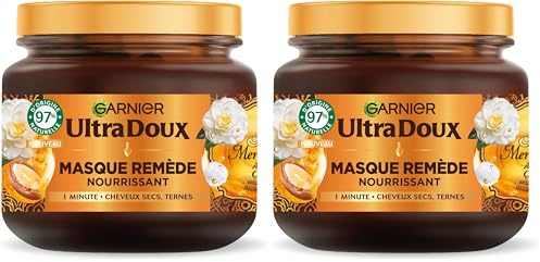 Garnier Ultra Doux - Masque Remède Nourrissant - Huile d'Argan & de Camélia - Pour Cheveux Secs & Ternes - Sans Silicone & Sans Parabène - 340 ml (Lot de 2)
