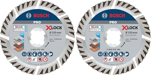 Bosch 1x Diamanttrennscheibe Standard (Universal, X-LOCK, Ø125 mm, BohrungsØ: 22,23 mm, Schnittbreite 2 mm) (Packung mit 2)