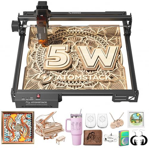 ATOMSTACK A5 Pro V2 5W Laser Engraving Machine, Laser Cutter for Beginners, 400 mm/s and with 400 x 400 mm Working Area, for Leather, Ceramic, Dark Acrylic, Coated Metal, Stainless Steel etc.