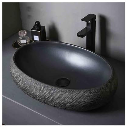 YHxFlux Lavandino Bagno Grande lavabo Ovale in Ceramica for Esterni e Interni, con Accessori, lavabo da appoggio Vintage for Patio Lavabo da Appoggio