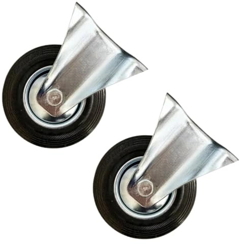 Set Of 2 Heavy Duty Castor Wheels 125mm Rigid Trolley Wheels For Moving Furniture 160kg Load Fixed Casters Double Ball Bearing Rubber Caster Wheel For Trolley Easy Fit Heavy Duty Castors