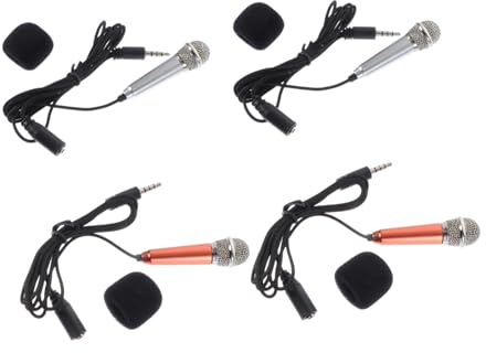 HANABASS 4stücke Mini-mikrofon für Handy Gesangsmikrofon Handmikrofon Mini-handymikrofon Mikrofon fürs Handy Robust Klarer Klang und Hervorragende Aufnahmequalität