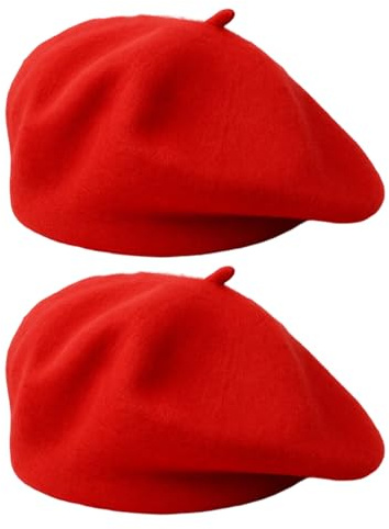JcvPot 2 Stück Baskenmütze Damen, Barett Damen Wolle, Franzosen Mütze French Beret, Klassische Rote Baskenmütze Für Frauen, Stilvolles Accessoire Für Alltag, Reisen Und Besondere Anlässe