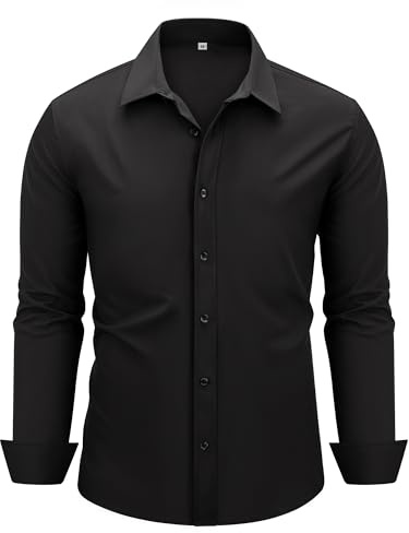 Autsel Camisa para Hombre Manga Larga Slim Fit Camisa de Vestir Elegante