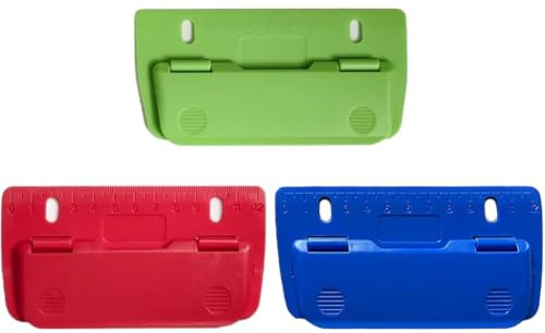 Perforateur de Poche Plat 3 Pieces Perforatrice 2 Trous Portable pour Bureau et Maison Outil de Perforation Manuel en Plastique pour Reliure de Documents et Organisation de Fichiers Quotidienne