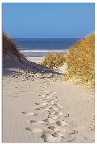 ARTland Wanddeko Wandbild Alu Verbundplatte für Innen & Outdoor Bild 40x60 cm Strand Meer Maritim Küste Düne Gräser Nordsee Himmel Urlaub T1CF