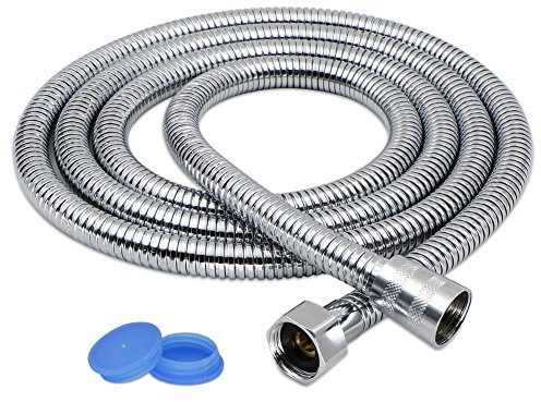 Rusee Stainless Steel Flexible Bathing Shower Hose Anti-Kink Replacement Handheld Shower Hose Double Interlock (G1/2), Chrome 2M
