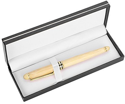 Gelroller Holzstift Unvergleichbare Stifte 0.5mm Holz Kugelschreiber Set mit Geschenkbox Schreibfarbe Schwarz Business Tintenroller Gelstift Schreibwaren für Konferenz Geschenk Büro Haushalt Bambus