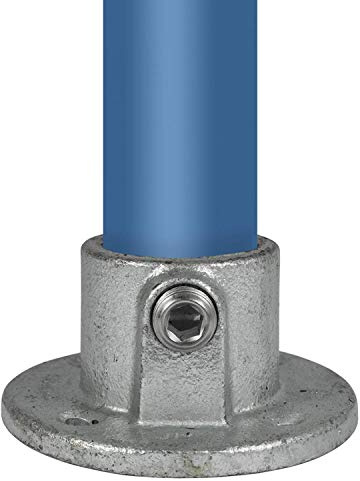 Klemp - Boden-Flansch, rund, Wand-Flansch, Decken-Flansch, Stütze, Temperguss galvanisiert, feuerverzinkt, inkl. Schrauben Typ 10D - 42,4 mm / 1 ¼