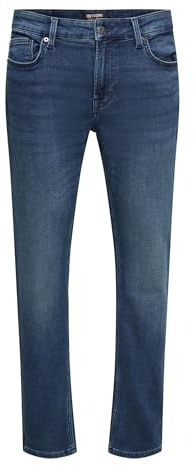 Herren O&S Slim Fit Jeans | Basic Hose Denim Pants ONSLOOM | Tapered Trousers Stoned Washed, Farben:Blau-4, Größe Jeans:33W / 30L