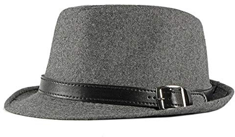CHENNUO Vintagen Britischen Stil Gentleman Jazz Hut Herren Fedora Hut Winter Woll filzhut (Grau)