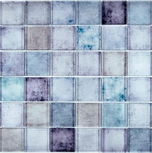 Mosaik Fliese Glas blau multicolor mix für WAND BAD WC DUSCHE KÜCHE FLIESENSPIEGEL THEKENVERKLEIDUNG BADEWANNENVERKLEIDUNG