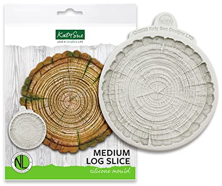 Flower Pro Medium Log Slice Silicone Mould for Cake Decorating & Craft by Katy Sue Moulds. Makes a Log Slice, Tree Stump, Wood Cut 125 Millimetres Diameter & 9 Deep for Fondant, Air Dry & Polymer Clay