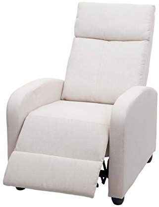 Mendler Fernsehsessel HWC-F76, Relaxsessel Sessel Liegesessel, Liegefunktion verstellbar Stoff/Textil - Creme