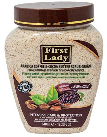 First Lady Arabica Coffee & Cocoa Butter Body Scrub 540ml – Exfoliating Body Polish for Smooth, Soft & Glowing Skin