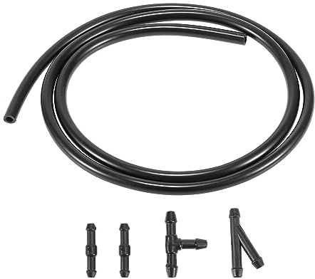 X AUTOHAUX Wischwasserschlauch Reparaturset 1 Set Mit 4 Schlauchverbinder | Farbe Schwarz, Material Kunststoff/Gummi, Schlauchlänge 100cm, Innendurchmesser 5mm, Außendurchmesser 7mm, Y/T/I Verbinder