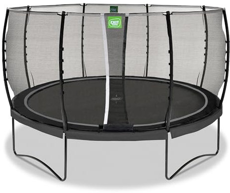 EXIT Toys Allure Classic Rundes Trampolin - ø427cm - Mit Fußschutzsystem - Mit Sicherheitsnetz - Wasserfest - Starkes Großtrampolin - Für alle Altersgruppen - Schwarz