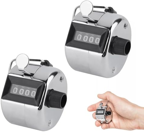 MaoNativey 2 Stück Handzähler Clicker, 4-stellige Mechanische Palm Hand Held Zähler Klickzähler mit Ringhalter, für Stadiontrainer