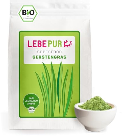 Lebepur BIO Gerstengras Pulver 500g | aus deutschem Anbau | Rohkostqualität | 100% Gerstengraspulver | vegan | ballaststoffreich | rückstandskontrolliert | glutenfrei und laktosefrei | laborgeprüft