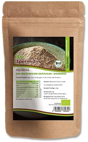 Mynatura Germe de blé bio moulu I Cure de spermidine I Poudre de germe de blé I Protéines naturelles I Complément alimentaire I Plante I En sachet (1 x 250 g)