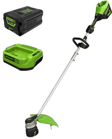 Greenworks 60V 16 Brushless Cordless String Trimmer - 65min Runtime for 2-Mile Fence Lines & Large Properties, 2X Quieter Than Gas, 2.5Ah Battery/Charger Included