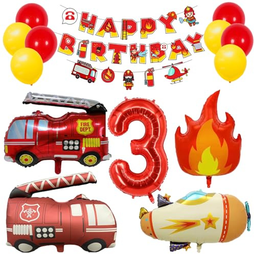 Geburtstagsdeko Junge 3 Jahre Feuerwehrmann Kindergeburtstag Feuerwehrauto Kinder Feuerwehr Geburtstag Deko