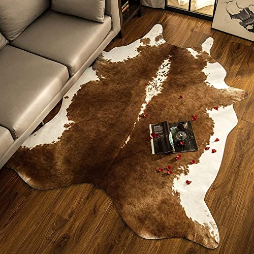BENRON B - Tappeto in pelle bovina di alta qualità, grande, in finta pelle di mucca, per soggiorno, camera da letto, decorazione occidentale per la casa, antiscivolo, con pelli irregolari di animali e