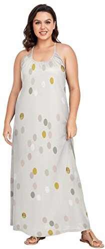 Damen Strand Urlaub Kleider Trendy Strand Maxikleid Frühling Pause Kleider Konfetti Goldfolie Resort Wear, Konfetti Goldfolie, Mittel