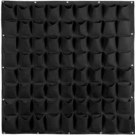 An der Wand befestigter Vlies-Pflanzsack aus Filz, Wand, Grün, Schwarz, Gemüsepflanze, for Aufhängen, Anbaubeutel, Garten, Heimbedarf (Color : Black 72 Pockets)