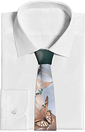 SONOON Herren-Krawatte mit Blumen- und Schmetterlings-Druck, aus Seide, mehrfarbig, luxuriöse Hochzeit, Business, Krawatte, Hemd-Accessoires, Schwarz , Einheitsgröße