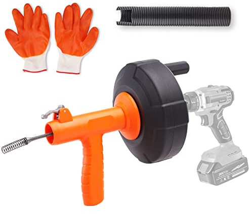 VEVOR Kit di Sturatubi per Drenaggio Alimentazione Automatica Tubo in Acciaio 76,2cm Diametro 6,3mm Modalità Doppia Compatibile con Trapano, Pulitore di Scarico Drenaggio Sturatubi Manuale/Elettrico