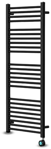 UKEW Heated Towel Rails - Modern Electric Heating Ladder Rad With 500W Prefilled Wall Mounted Thermostatic Rail Towel Warmer For Bathroom Kitchen - Black