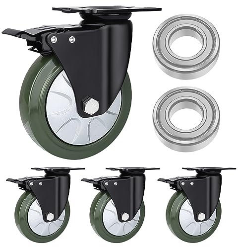 Schwerlast Vollgummi Rollen 75mm 100mm 125mm 150mm 4 Stück, Leise Pannensichere Lenkrolle Mit Bremse, Doppelkugellager Industrie Transportroller, Für Trolleys, Möbel, Werkbank ( Color : Brake , Size :