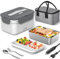 Herrfilk 100W Elektrische Lunchbox Erwachsene, 3-in-1 12/24/230V Thermo Lunch box mit Besteck und Isolierter Lunchbeutel, Auslaufsicherer, 1.8 L Großbehälter, Brotdose mit Fächern für Auto,LKW,Office