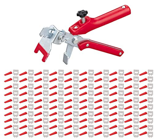 Fliesen-Nivelliersystem Mit Fliesen-Druckzange, 100-teiliges Fliesen-Nivelliersystem-Set, 1,5 Mm Klarer Abstandshalter, Fliesen-Nivelliergerät Mit Zange