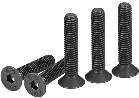DTGN M6-1x30mm Sechskantschrauben mit Zylinderkopf, 25er Packung, Innensechskant Flachkopfschrauben aus Kohlenstoffstahl, schwarz beschichtet, Vollgewinde, Senkkopfschrauben