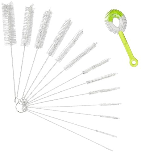 14 Pcs Long Pipe Bottle Cleaner Brushes Reusable Nylon Bottle Pipe Cleaner Set,Nylon Straw Cleaner Pipe Brushes,Flexible Small Cleaning Brushes for Water Bottle Tube Kettle Spout Cleaning(COLOR:White)