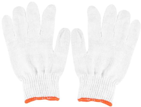 OSALADI Schutzhandschuhe 24 Paare angeschlagen Handschuh aus Baumwollgarn Nylonhandschuhe rutschfeste Handschuhe Arbeitsschutzhandschuhe Baumwollfaden String-Handschuhe Weiß