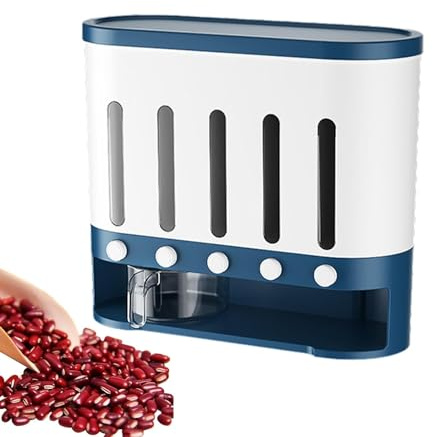 Distributeur de riz à 5 compartiments, distributeur de céréales mural de 9 kg, récipient épais résistant à l'humidité, seau de stockage rotatif pour aliments ménagers, cuisine, distributeur de bonbons