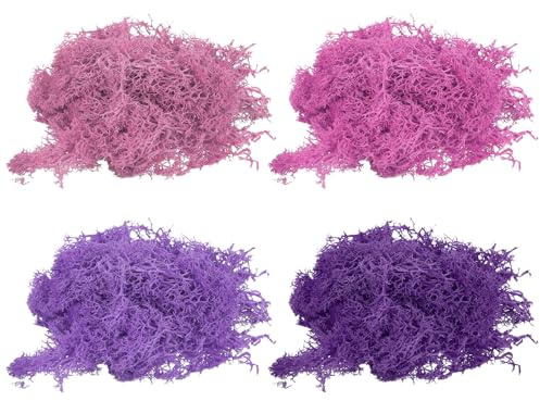PATIKIL 14 OZ Fake Moss, Preserved Reindeer Moss Artificial Moss Lichen Centerpieces Decor Faux Moss for Potted Plants Christmas, Rose Red/Dark Purple/Purple/Purple
