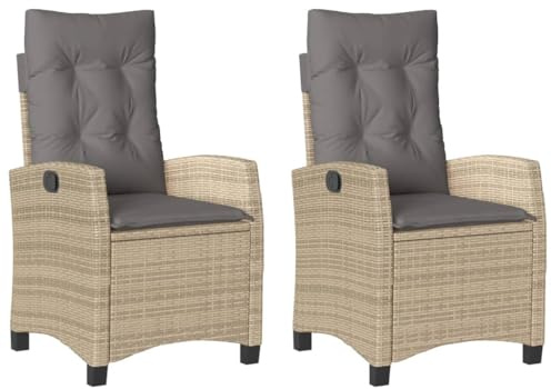 KOIECETA Gartensessel Kissen 2Stk. Verstellbar Beigemischung Poly Rattan