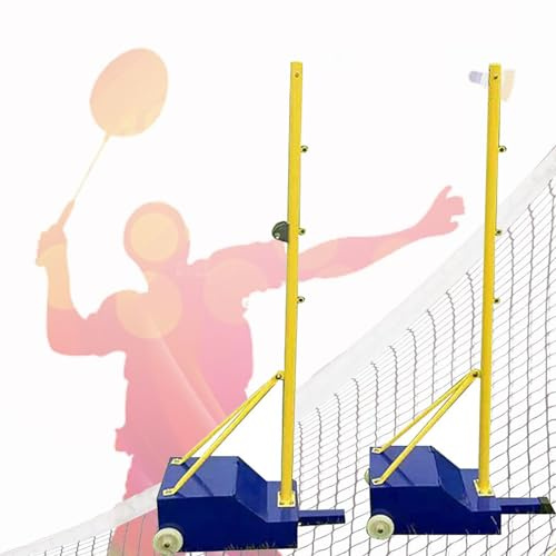 Volleyball-Netzstangen, Freistehende Badminton-Pfosten Mit ° Drehbarem Universalrad Und Mechanischer Riemenscheiben-Befestigungsvorrichtung, Verstellbare Höhe Von 1.5–2.03 M, Stabil ,H1:1.55m-2.03m