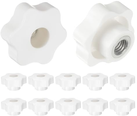 QUARKZMAN 12 Stück Sterngriffmutter M12 Flügelmuttern mit Gewinde, Rändelmutter Handgriff Durchgangsloch Klemmmutter Knebelmutter 48mm Spannknopf für Maschinen Fitnessgeräte, Weiß